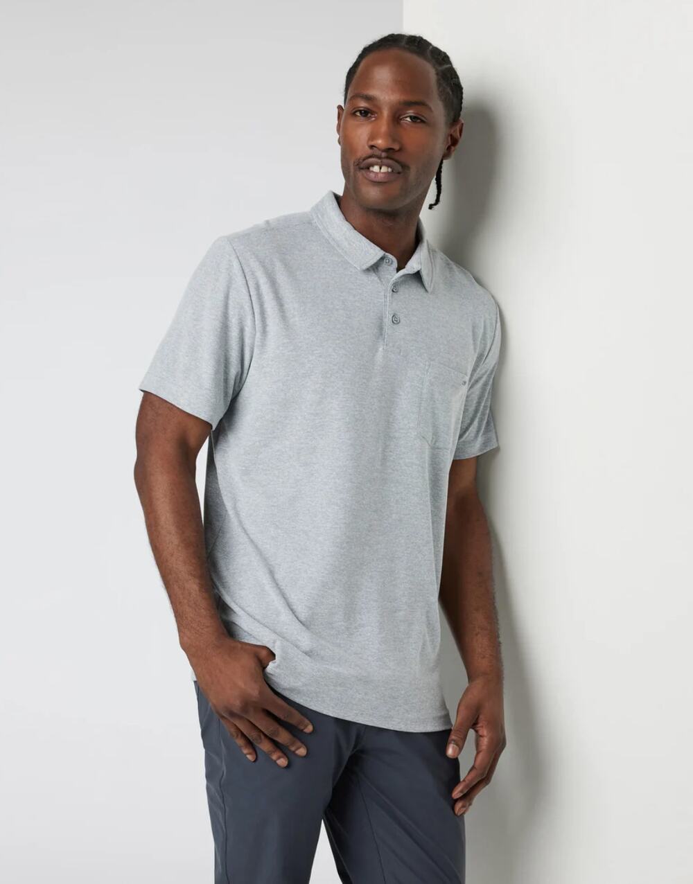 Vuori Ace Performance Piqué Slim Fit Polo in Light Grey Men's Size Small